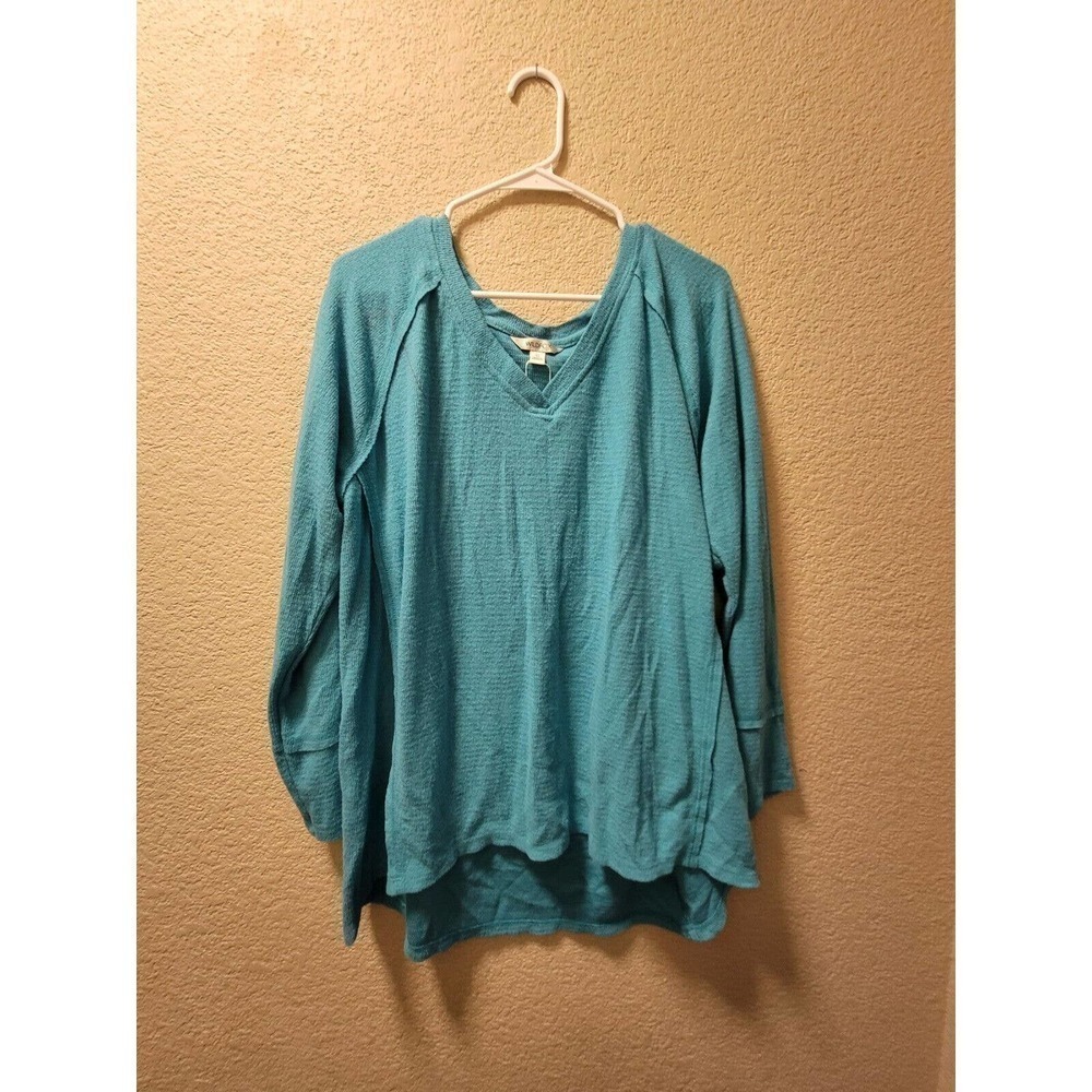 WILDFOX Haley Brushed Soft Knit V Neck Pullover Sweater Peacock Size XL